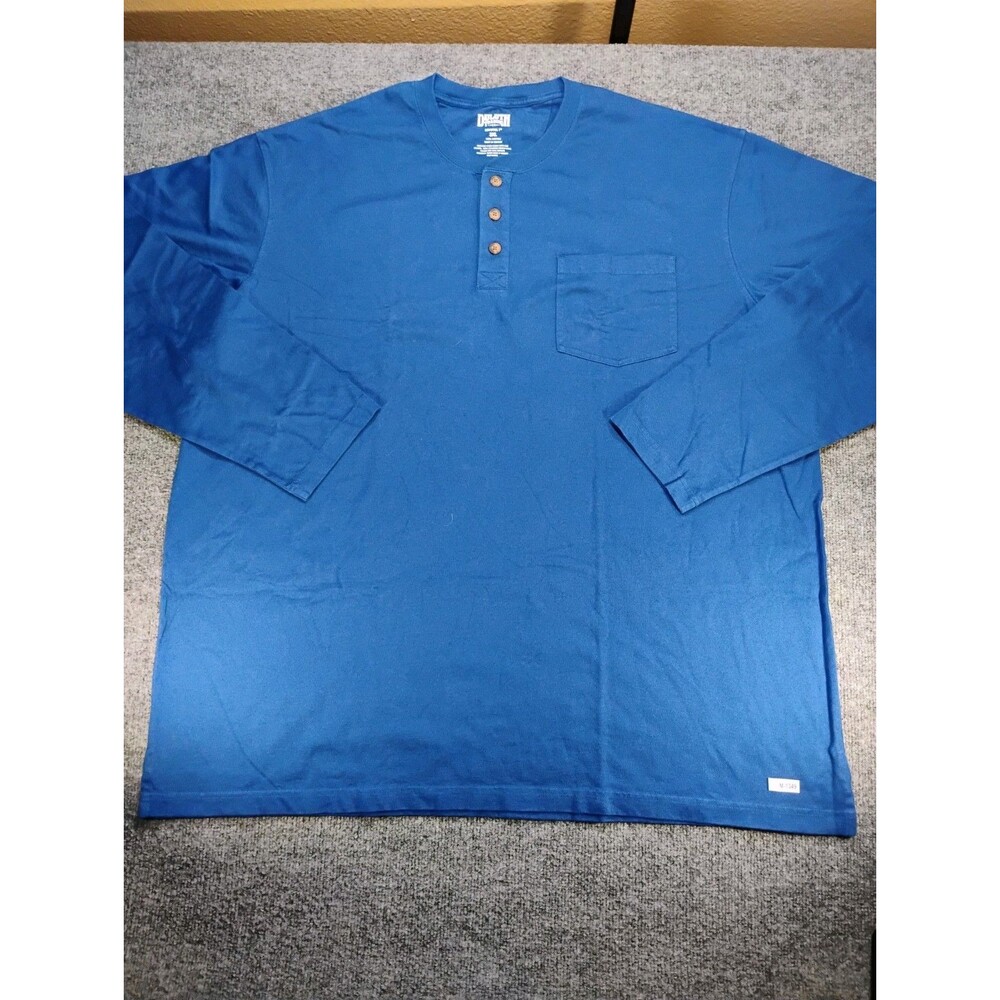 Duluth Trading Co Mens 3XL Blue Longtail T Long Sleeve Henley Pocket Shirt